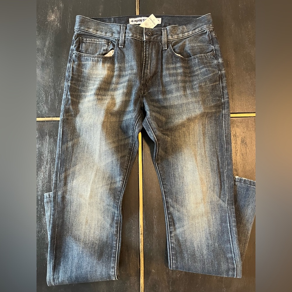 Express Slim Straight Men's Faded Blue Jeans